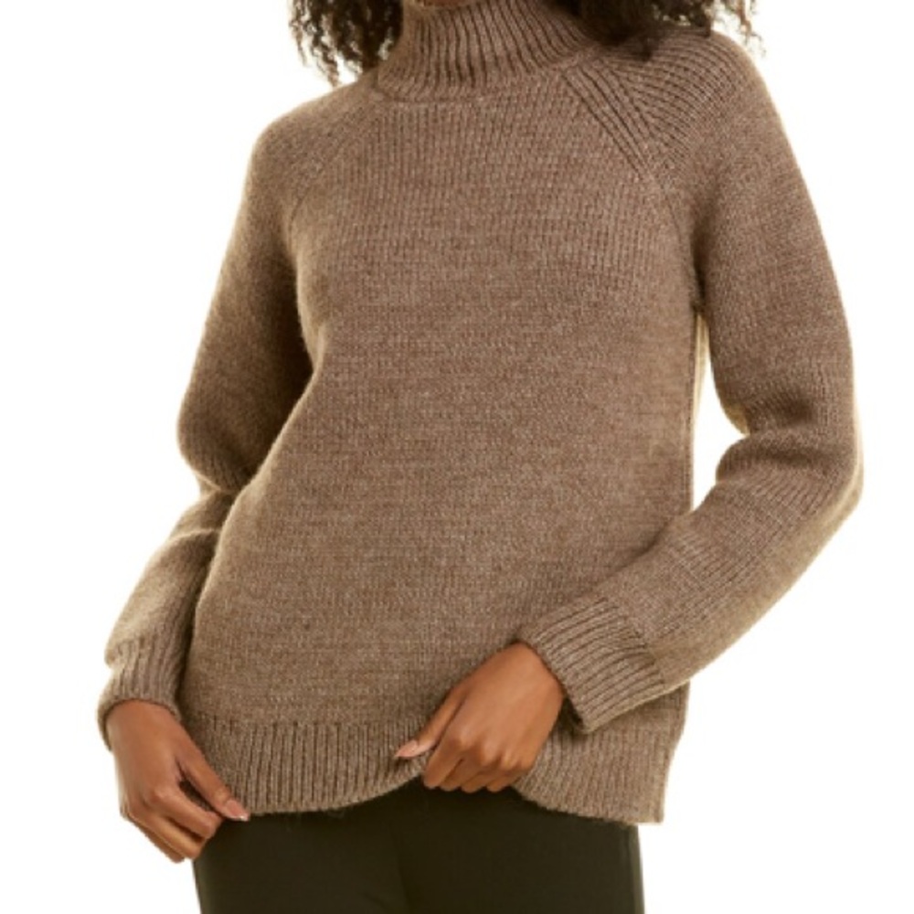 Tory Burch EUC 100% Wool Knit Turtleneck Roll Neck Sweater Size S Beige Brown - Picture 2 of 10